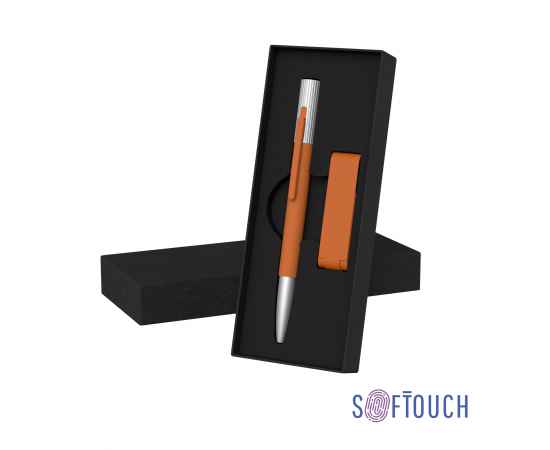 Набор ручка 'Clas' + флеш-карта 'Case' 8 Гб в футляре, покрытие soft touch, оранжевый, Цвет: оранжевый
