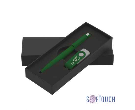 Набор ручка + флеш-карта 16 Гб в футляре, покрытие soft touch, темно-зеленый, Цвет: темно-зеленый