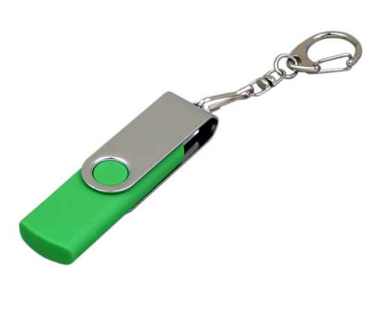 USB 2.0- флешка на 64 Гб с поворотным механизмом и дополнительным разъемом Micro USB, 64Gb, 7030.64.03, Цвет: зеленый,серебристый, Размер: 64Gb
