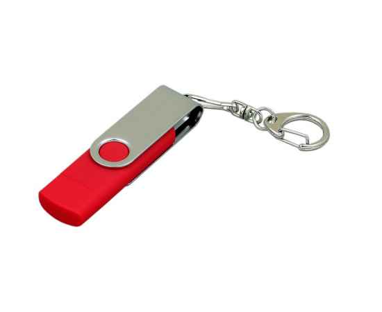 USB 2.0- флешка на 64 Гб с поворотным механизмом и дополнительным разъемом Micro USB, 64Gb, 7030.64.01, Цвет: красный,серебристый, Размер: 64Gb