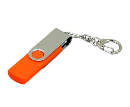 USB 2.0- флешка на 64 Гб с поворотным механизмом и дополнительным разъемом Micro USB, 64Gb, 7030.64.08, Цвет: оранжевый,серебристый, Размер: 64Gb