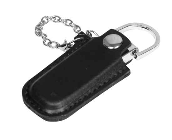 USB 2.0- флешка на 16 Гб в массивном корпусе с кожаным чехлом, 16Gb, 6214.16.07, Цвет: черный,серебристый, Размер: 16Gb