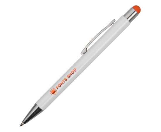 Ручка металлическая шариковая Flowery со стилусом, 11314.13, Цвет: белый,оранжевый
