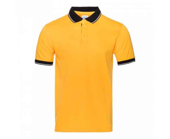 Рубашка поло  мужская STAN с контрастными деталями хлопок/полиэстер 185, 04С, Жёлтый/Чёрный (12/20) (44/XS), Цвет: Жёлтый, Размер: 44/XS