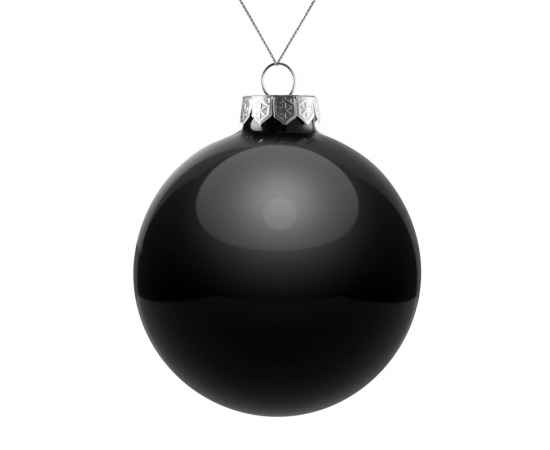 Елочный шар Finery Gloss, 10 см, глянцевый черный, Цвет: черный