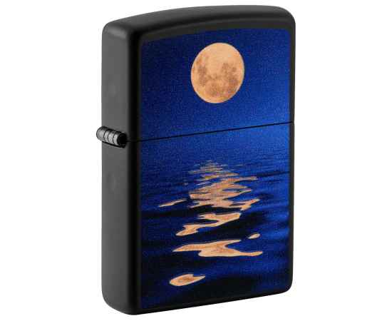 Зажигалка ZIPPO Moon Sunset с покрытием Black Light, латунь/сталь, чёрная, матовая, 38x13x57 мм