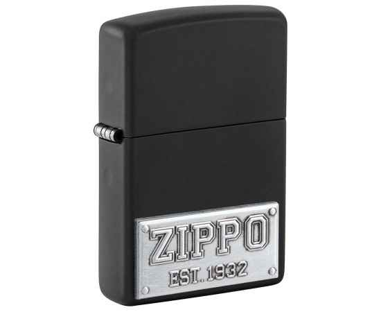 Зажигалка ZIPPO License Plate с покрытием Black Matte, латунь/сталь, черная, 38x13x57 мм