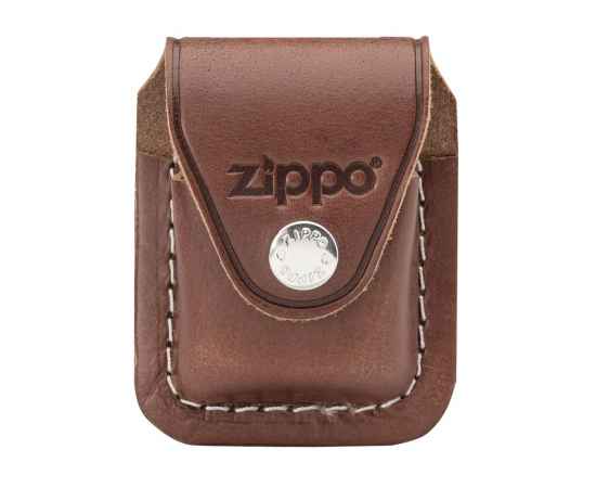 Чехол Zippo для зажигалки, кожа, с металлическим фиксатором на ремень, коричневый, 57х30x75 мм