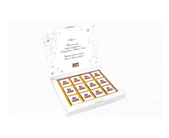 Подарочный шоколадный набор «Книга-12» 60г из 12 плиток шоколада 5г с символикой заказчика, изображение 2