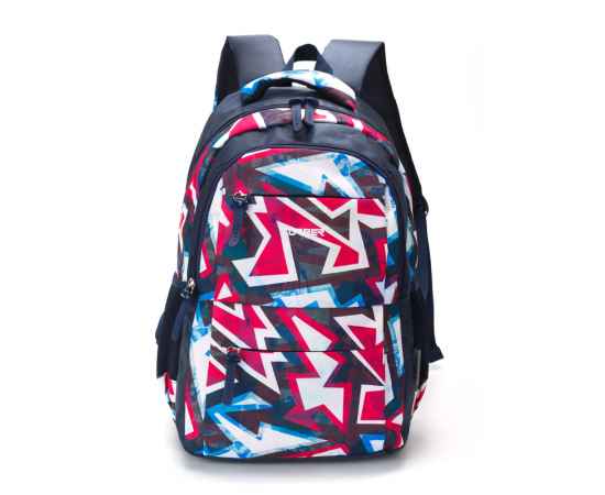 Рюкзак TORBER CLASS X, темно-синий с розовым орнаментом, полиэстер, 45 x 30 x 18 см