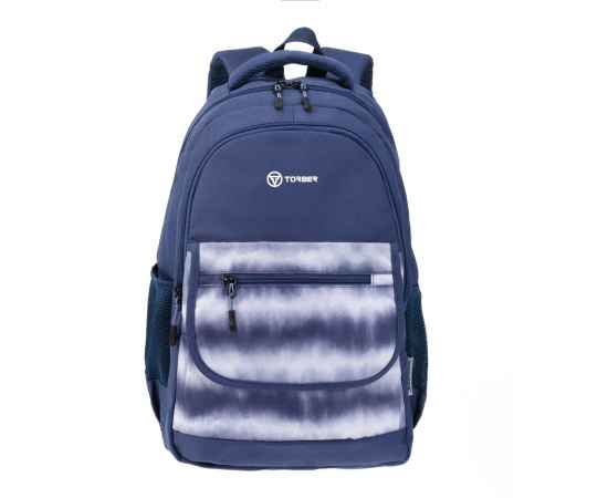 Рюкзак TORBER CLASS X, темно-синий с орнаментом, полиэстер 900D, 45 x 30 x 18 см