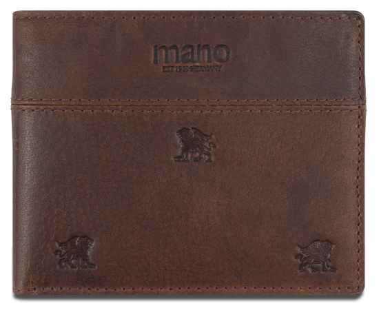 Бумажник Mano 'Don Leon', натуральная кожа в коричневом цвете, 12 х 9,5 см