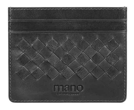 Портмоне для кредитных карт Mano 'Don Luca', натуральная кожа в черном цвете, 10,3 х 8,3 см
