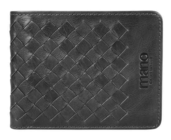 Бумажник Mano 'Don Luca', натуральная кожа в черном цвете, 11 х 8,5 см