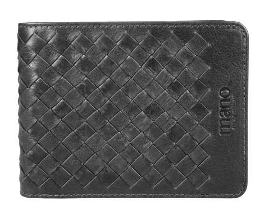 Бумажник Mano 'Don Luca', натуральная кожа в черном цвете, 12,5 х 9,7 см