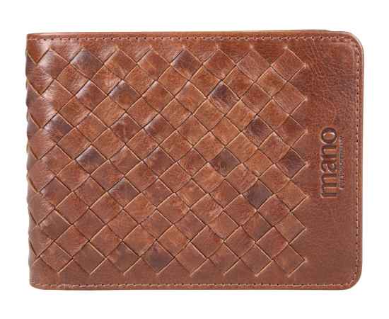 Бумажник Mano 'Don Luca', натуральная кожа в коньячном цвете, 12,5 х 9,7 см