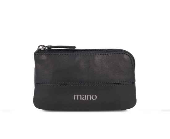 Ключница Mano 'Don Romeo' с RFID защитой, натуральная кожа в чёрном цвете, 11,5 х 1 х 6,5 см