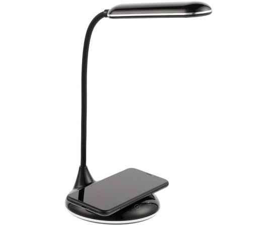 Лампа с беспроводной зарядкой Bright Helper, черная, Цвет: черный, Размер: диаметр 14 см, изображение 3