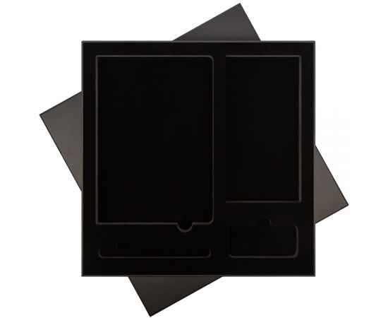 Подарочная коробка с ложементом для ежедневника, ручки и аккумулятора, черная (под съемные ложементы), Цвет: черный, черный, Размер: 307x307x30