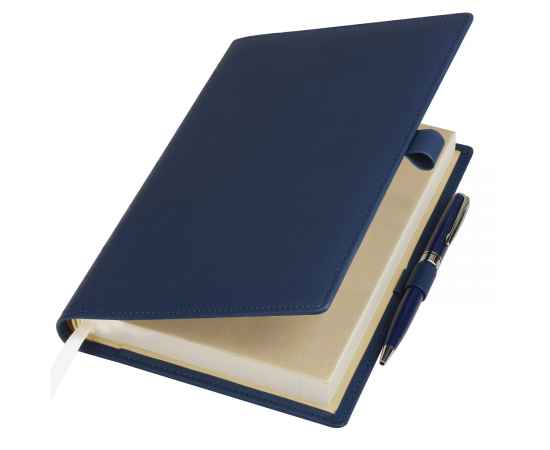 Ежедневник-портфолио Clip недатированный в подарочной коробке, синий (в комплекте ручка Tesoro синяя), Цвет: синий, бежевый, бежевый, бежевый, Размер: 183x238x46