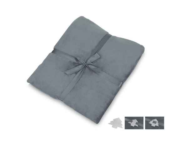 Плед флисовый Natty из переработанного пластика с новогодней биркой, 835848.1, Цвет: серый