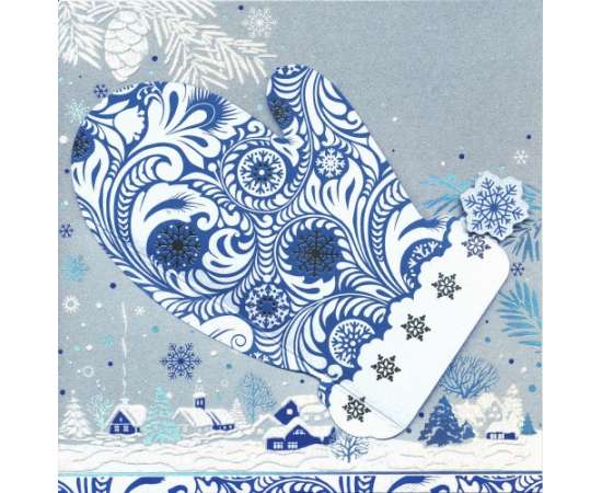Корпоративная новогодняя открытка конструктивная варежка со снежинкой, на заказ от 100 шт., изображение 2