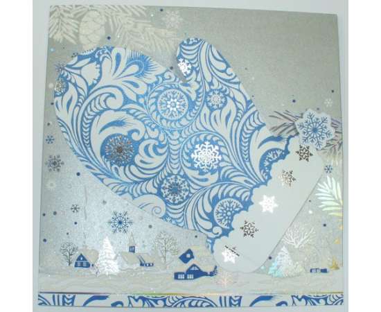 Корпоративная новогодняя открытка конструктивная варежка со снежинкой, на заказ от 100 шт., изображение 5