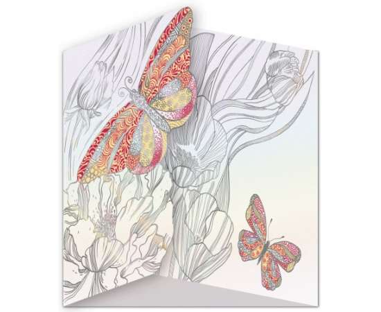 Корпоративная открытка-тройник с клапаном "Бабочки" на 8 марта. Индивидуальное изготовление от 100 шт., изображение 2
