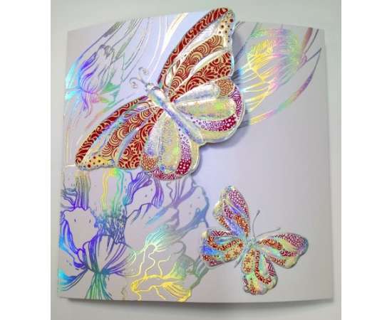 Корпоративная открытка-тройник с клапаном "Бабочки" на 8 марта. Индивидуальное изготовление от 100 шт., изображение 5