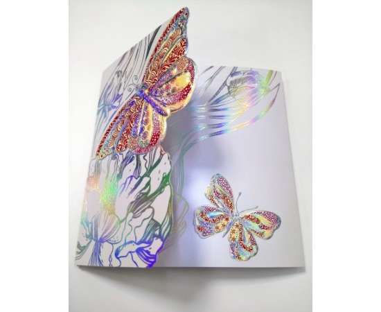Корпоративная открытка-тройник с клапаном "Бабочки" на 8 марта. Индивидуальное изготовление от 100 шт., изображение 8