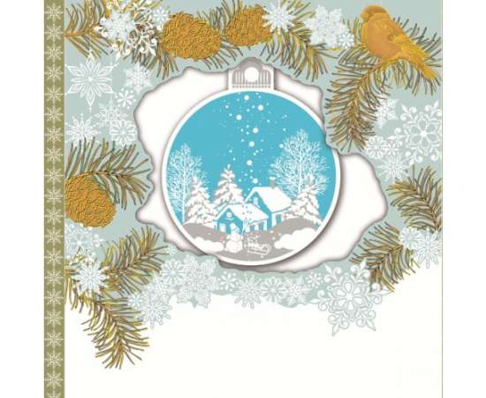 Корпоративная новогодняя открытка "Качающийся шар" на заказ от 100 шт., изображение 2