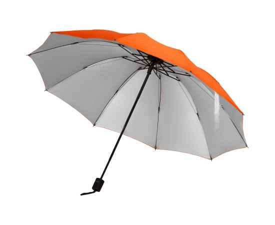 Зонт наоборот складной Stardome, оранжевый с серебристым, Цвет: оранжевый
