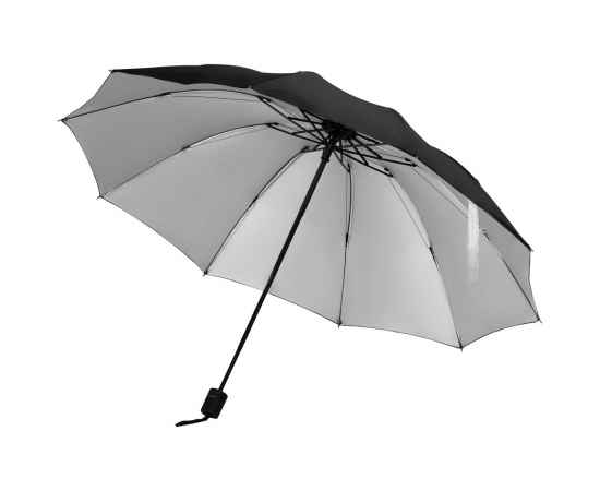 Зонт наоборот складной Stardome, черный с серебристым, Цвет: черный