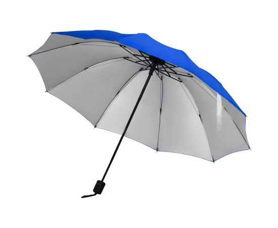 Зонт наоборот складной Stardome, синий с серебристым, Цвет: синий