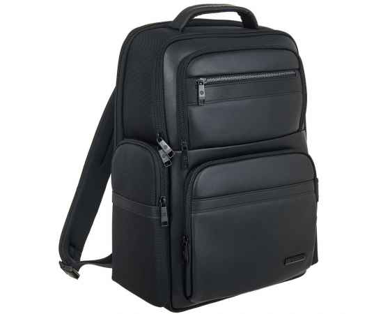 Рюкзак для ноутбука Santiago с кожаной отделкой, черный