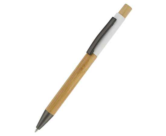 Ручка &quot;Авалон&quot; с корпусом из бамбука и софт-тач вставкой-S, белый