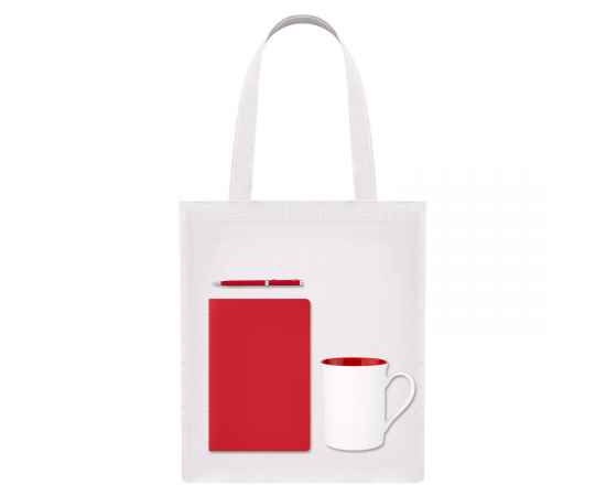 Подарочный набор Welcome pack, красный (шоппер, блокнот, ручка, кружка), Цвет: красный, белый, Размер: 360x400x10