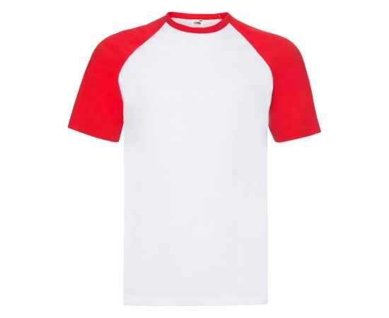 Футболка 'Short Sleeve Baseball T', белый с красным_L, 100% х/б, 160 г/м2, Цвет: красный, белый, Размер: Длина 73,5 см., ширина 53,5 см.