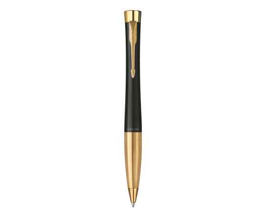 Шариковая ручка Parker Urban (матовый черный лак) Muted Black Gold Finish Trim, стержень: M, цвет чернил: blue, в подарочной упаковке.