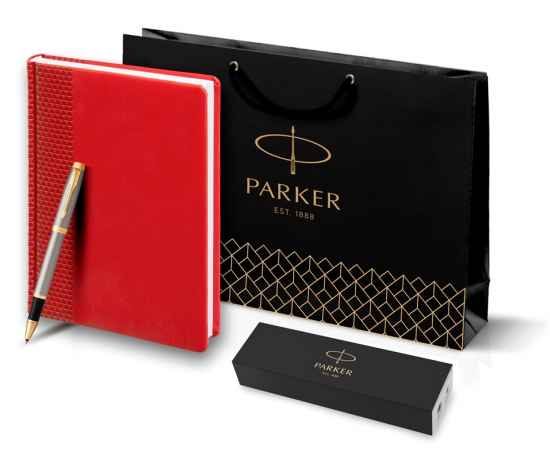 Подарочный набор: Ежедневник недатированный RED и Ручка-роллер Parker IM Metal, T223, цвет: Brushed Metal GT