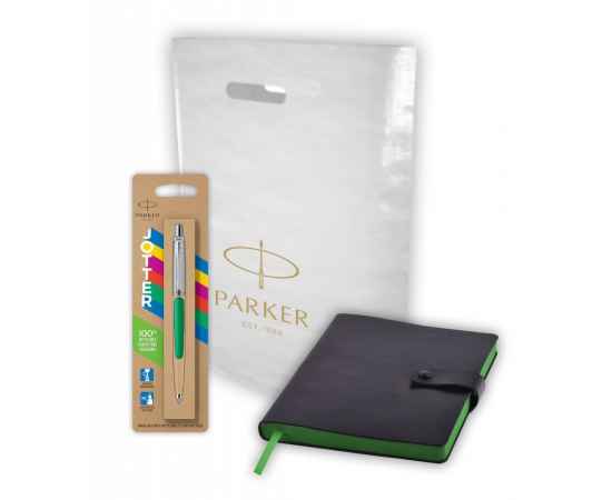 Подарочный набор: Шариковая ручка Parker Jotter ORIGINALS GREEN CT В ЭКО УПАКОВКЕ и Ежедневник недатированный черный