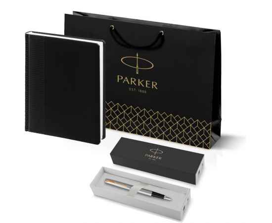 Подарочный набор: Ручка перьевая Parker Jotter Stainless Steel GT и Ежедневник недатированный черный