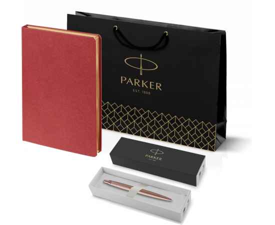 Подарочный набор: Jotter XL SE20 Monochrome в подарочной упаковке, цвет: Pink Gold, стержень Mblue и Ежедневник недатированный красный