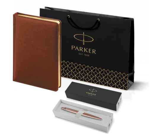 Подарочный набор: Jotter XL SE20 Monochrome в подарочной упаковке, цвет: Pink Gold, стержень Mblue и Ежедневник коричневый недатированный