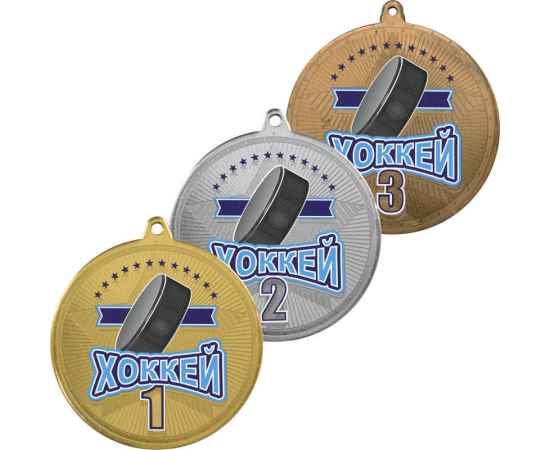 3614-107 Медаль Хоккей с УФ печатью, серебро, Цвет: серебро
