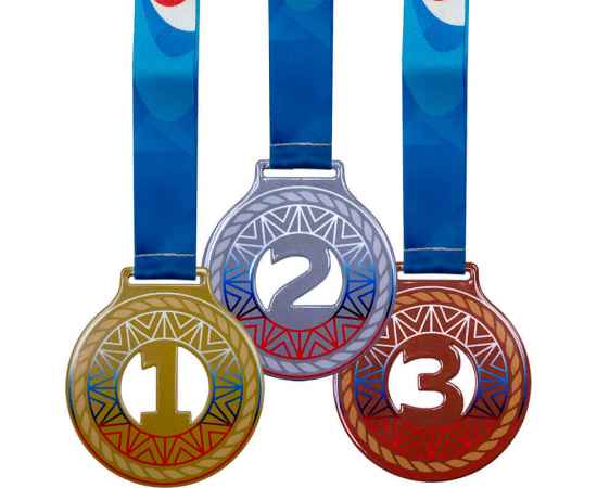 Комплект медалей Милодар 1,2,3 место с сублимац.лентами 1-а сторона