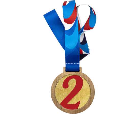Деревянная медаль с лентой 2 место (красная), красный