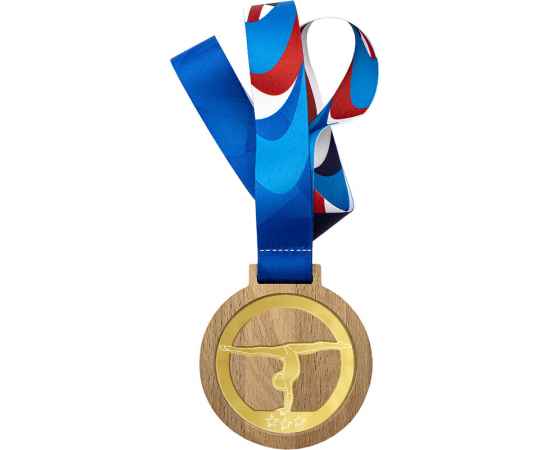 Деревянная медаль с лентой Гимнастика, золото