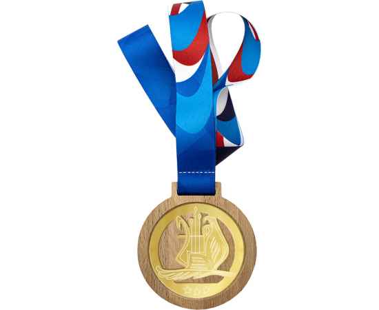 Деревянная медаль с лентой Лира, золото