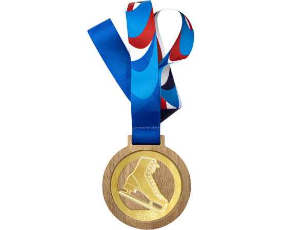 Деревянная медаль с лентой Фигурное катание, золото